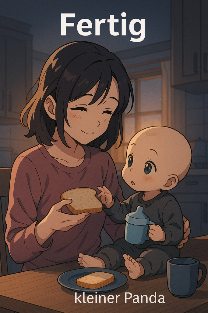 Mama und Sohn sitzen in der Nacht am Küchentisch. 